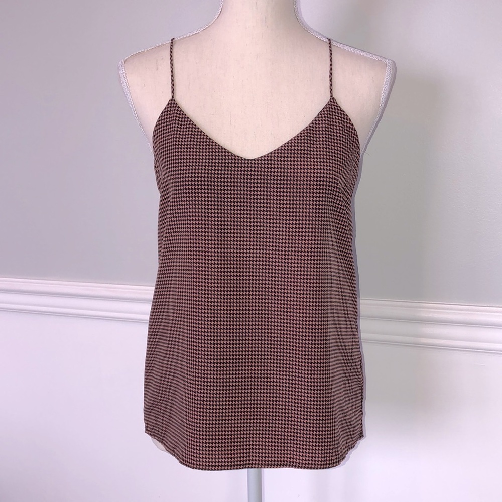 Wayf Houndstooth Print Chiffon Tank Top XS
